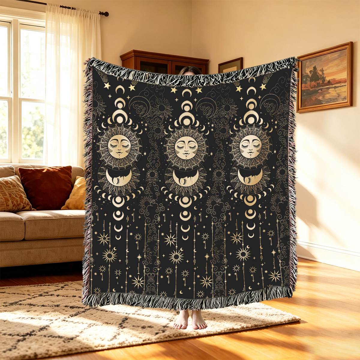 Purplehecate Lunar Eclipse Woven Tapestry Blanket