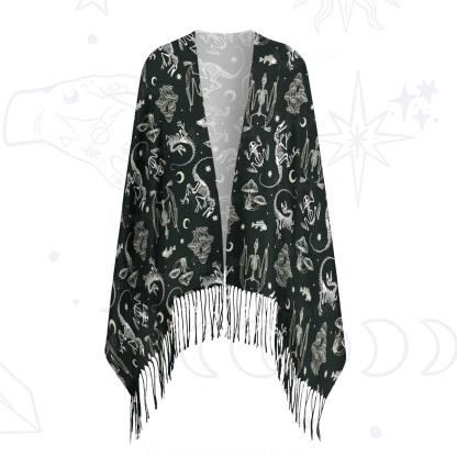 Purplehecate Prehistoric Fantasy Printed Fringe Scarf
