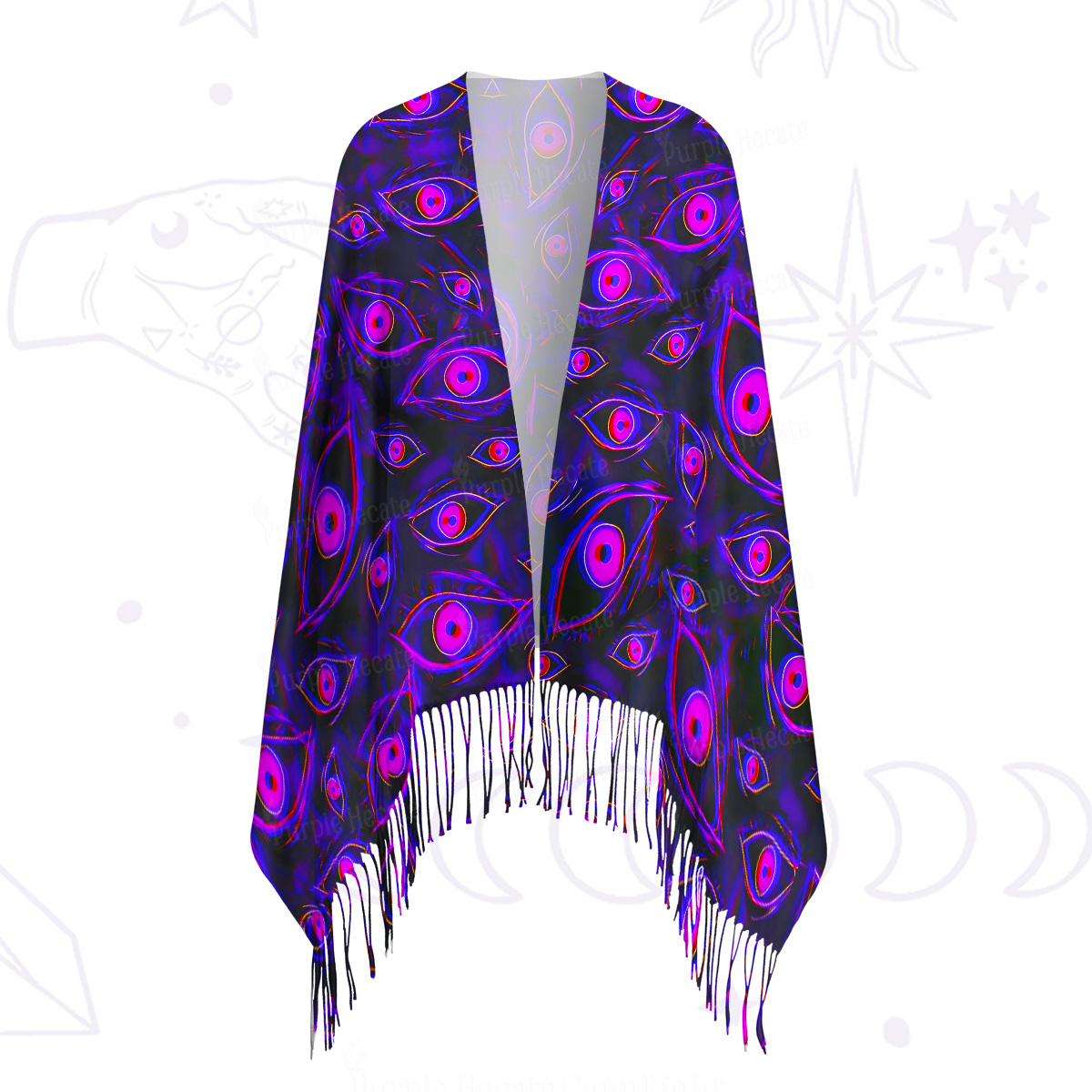 Purplehecate Glitch Vision Printed Fringe Scarf