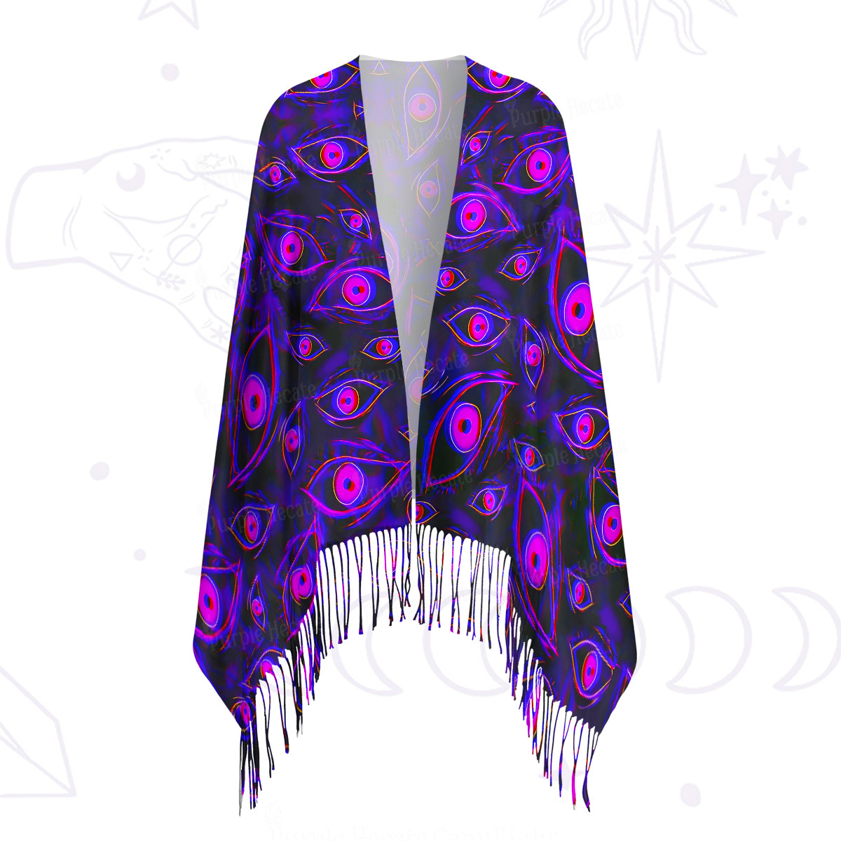 Purplehecate Glitch Vision Printed Fringe Scarf