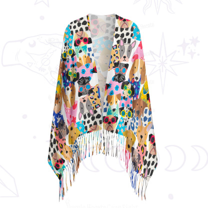 Purplehecate Puppy Parade Printed Fringe Scarf