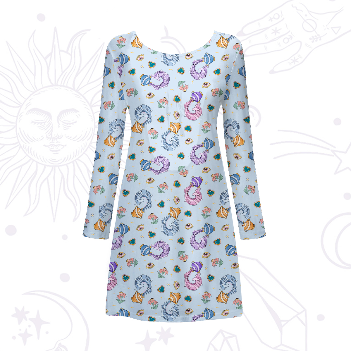 Purplehecate Aquarius Spirit Zodiac Beachwear Cover-Up Dress