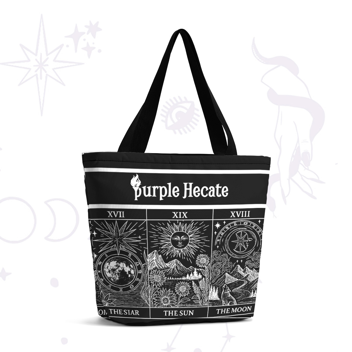 Purplehecate Mystical Tarot Casual Tote Bag