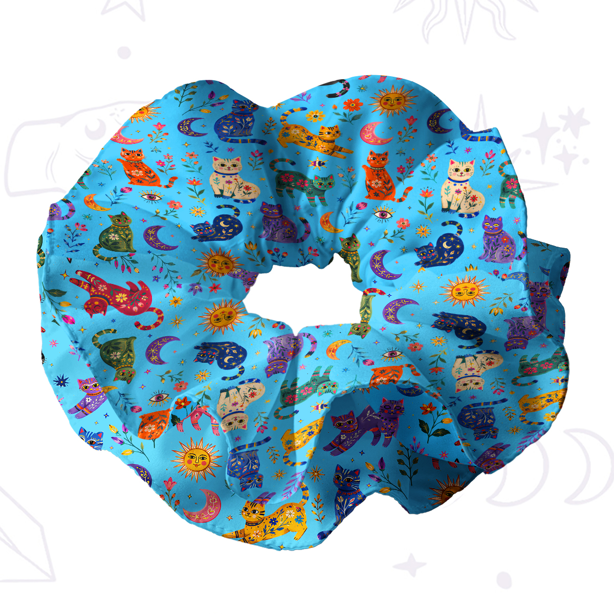 Purplehecate Rainbow Magic Cats Double Layer Scrunchie