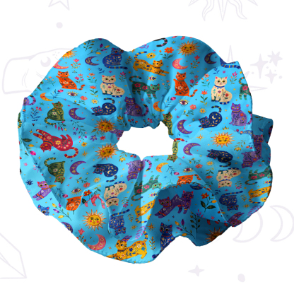 Purplehecate Rainbow Magic Cats Double Layer Scrunchie