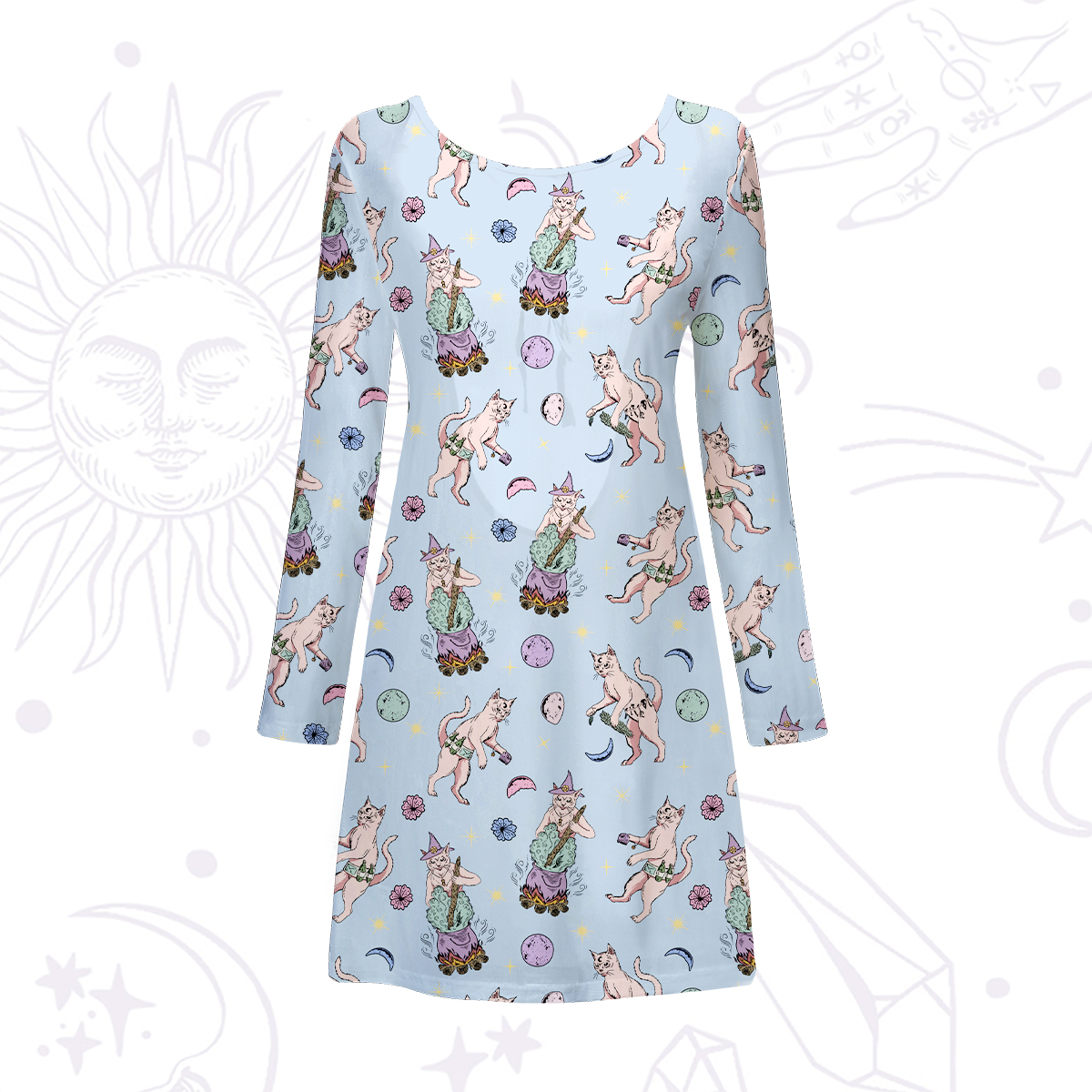 Purplehecate Cat Coven Beachwear Cover-Up Dress