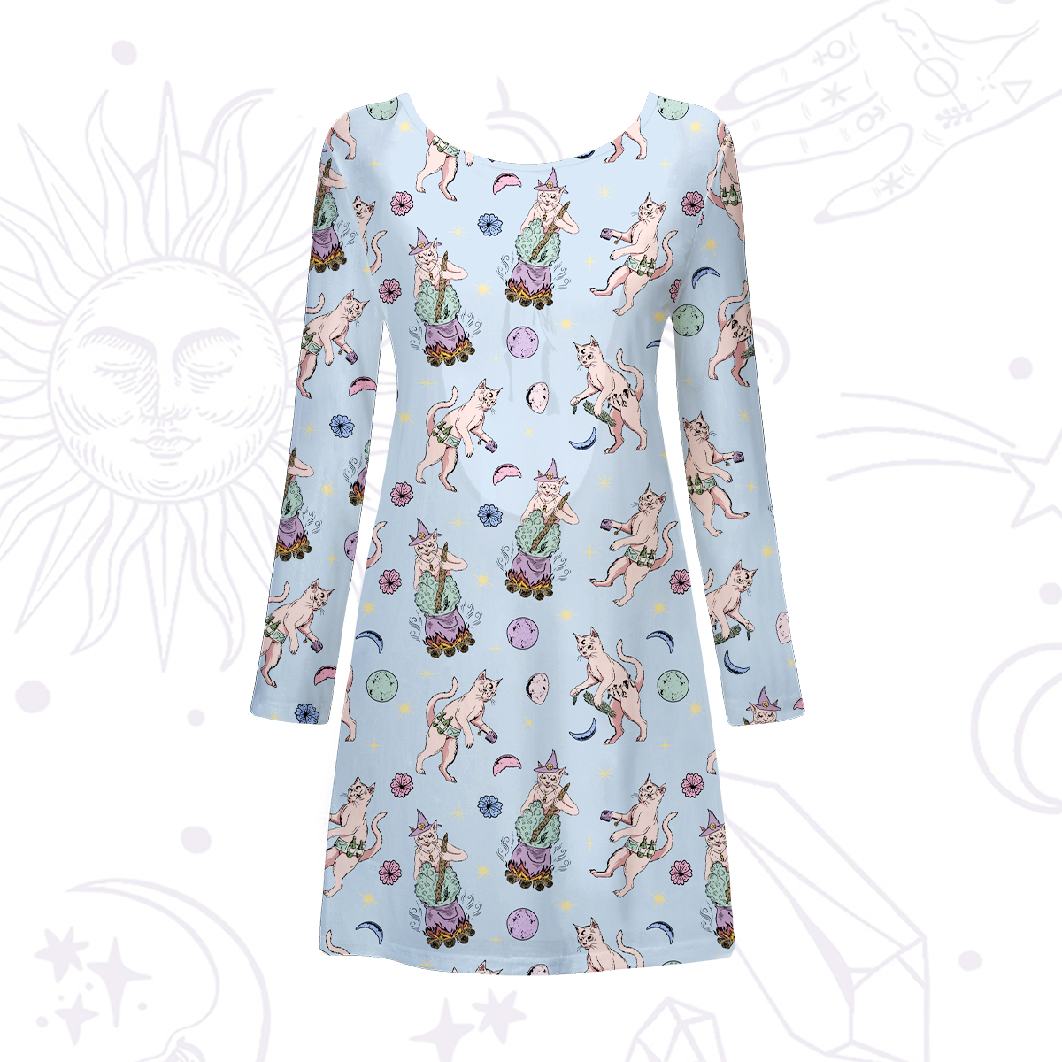 Purplehecate Cat Coven Beachwear Cover-Up Dress