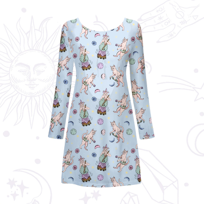 Purplehecate Cat Coven Beachwear Cover-Up Dress