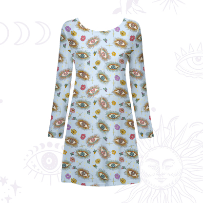 Purplehecate Evil Eye Pattern Beachwear Cover-Up Dress