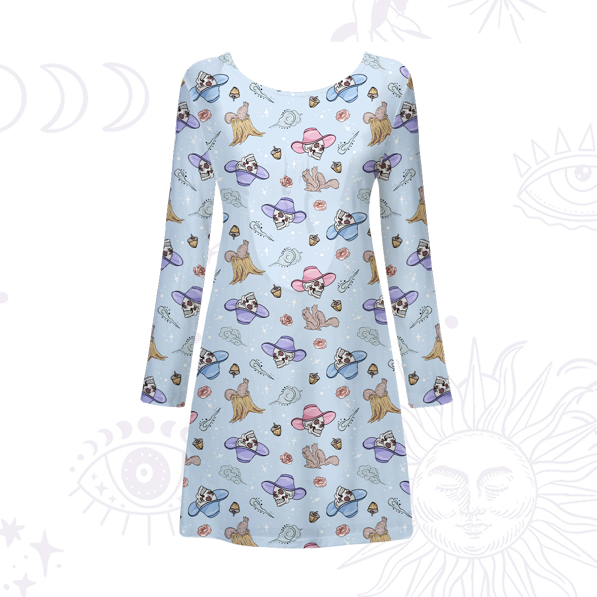 Purplehecate Magical Cowboy Skull Beachwear Cover-Up Dress