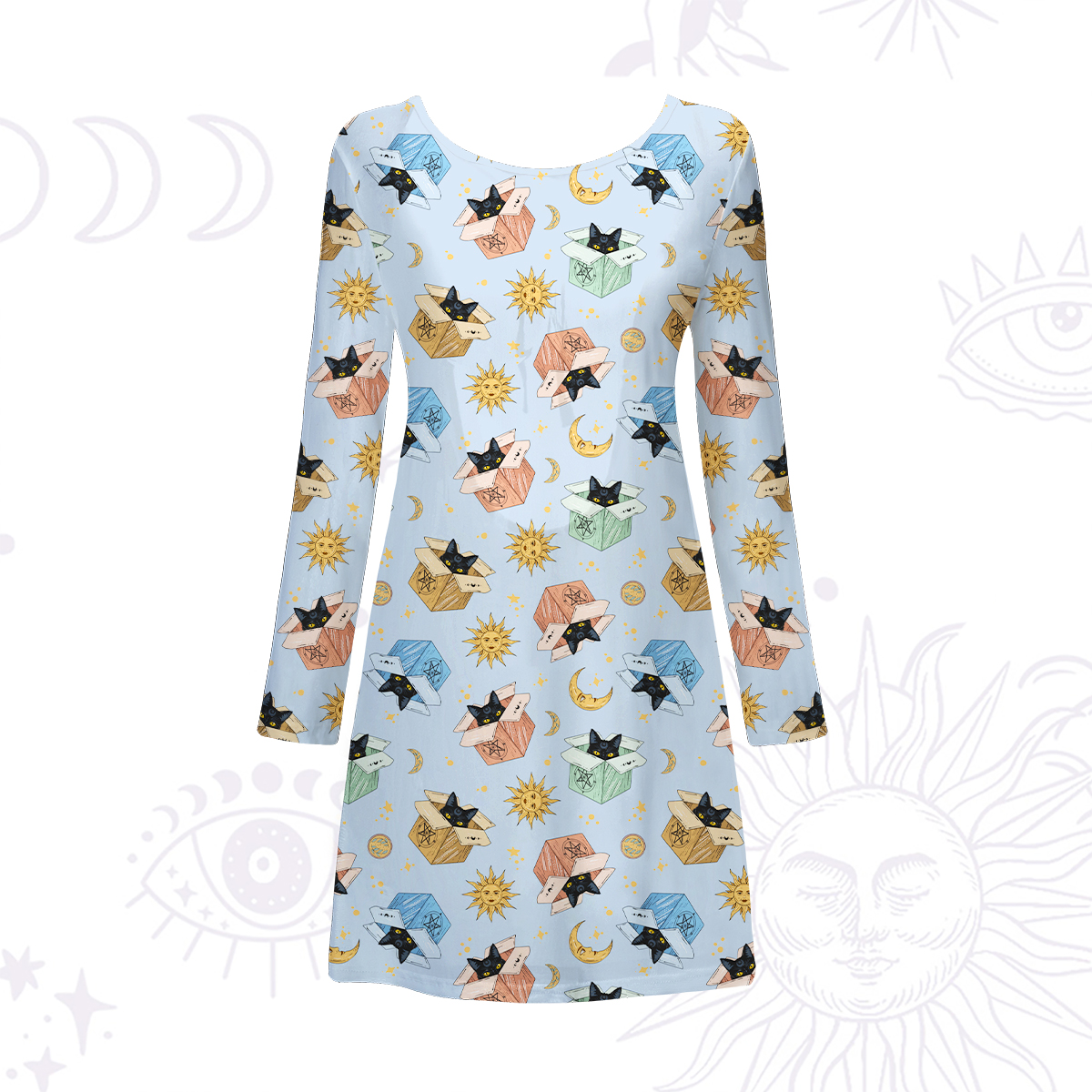 Purplehecate Magical Black Cat Beachwear Cover-Up Dress