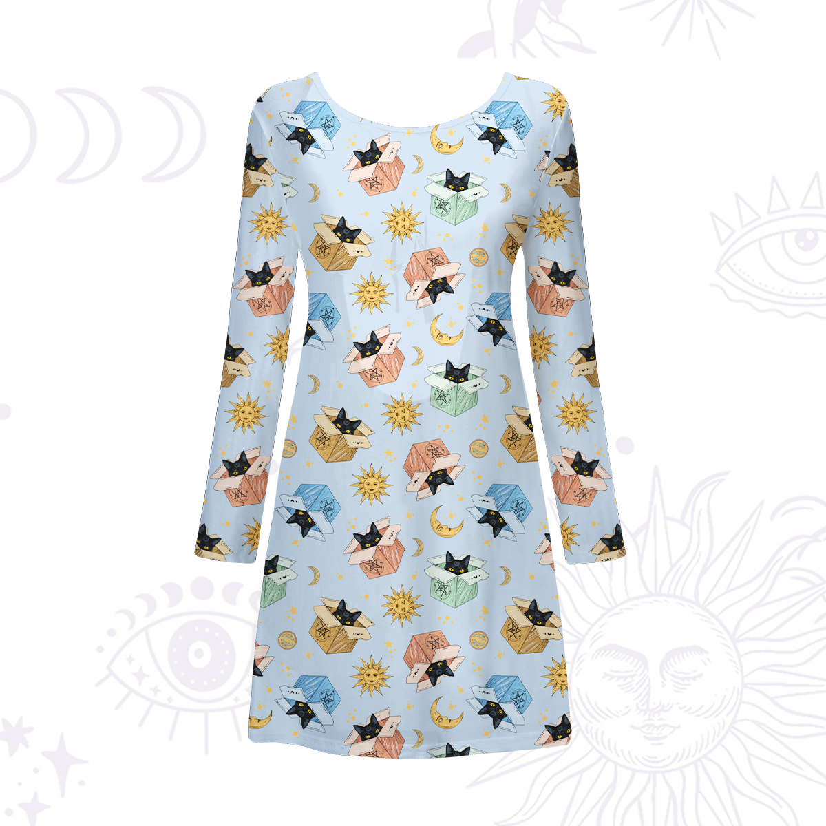 Purplehecate Magical Black Cat Beachwear Cover-Up Dress