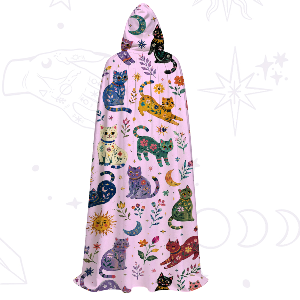 Purplehecate Rainbow Magic Cats Hooded Cloak