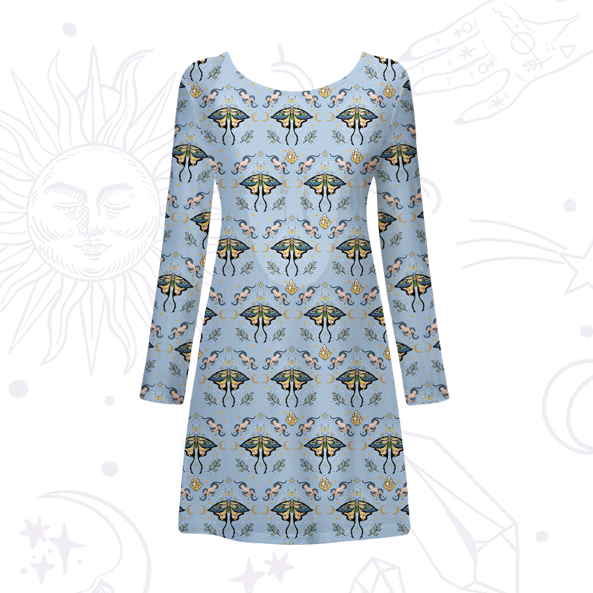 Purplehecate Mystical Moth Beachwear Cover-Up Dress