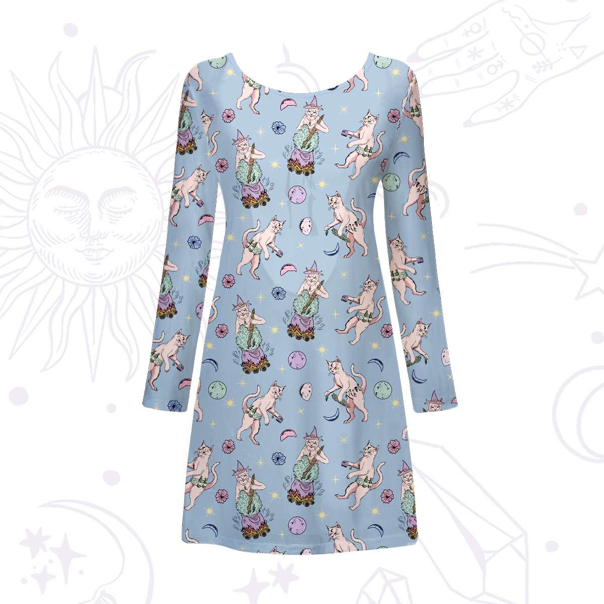 Purplehecate Cat Coven Beachwear Cover-Up Dress