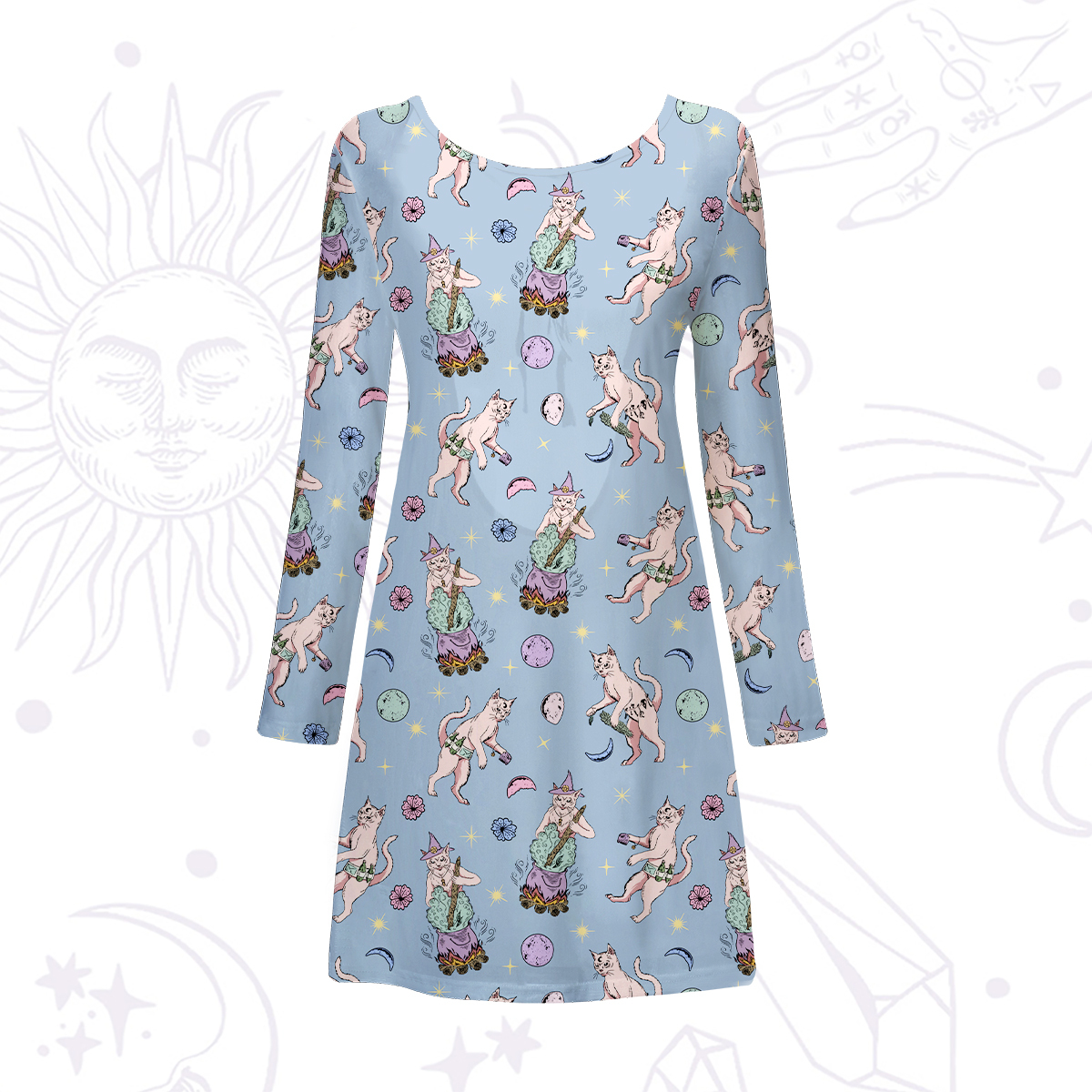 Purplehecate Cat Coven Beachwear Cover-Up Dress