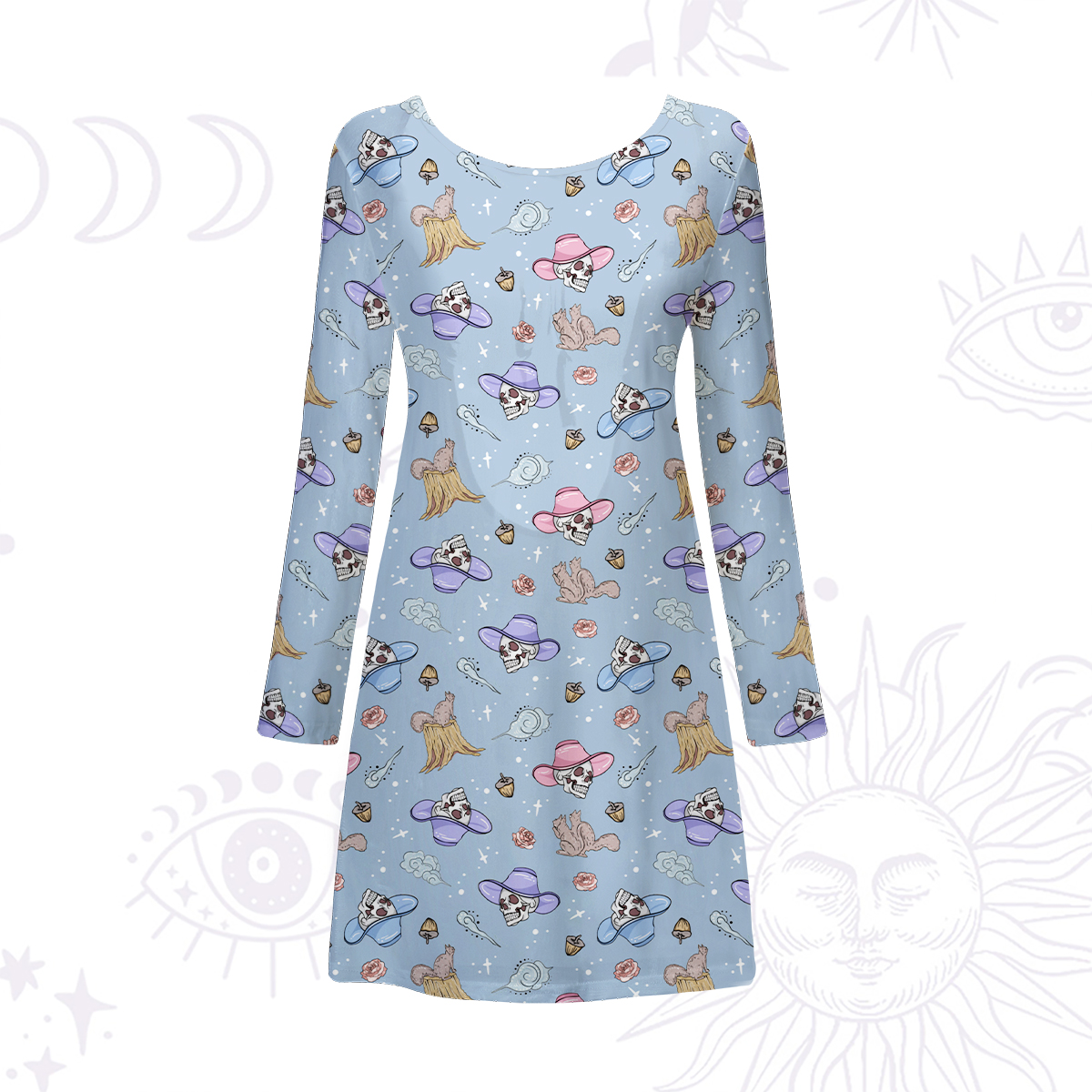 Purplehecate Magical Cowboy Skull Beachwear Cover-Up Dress