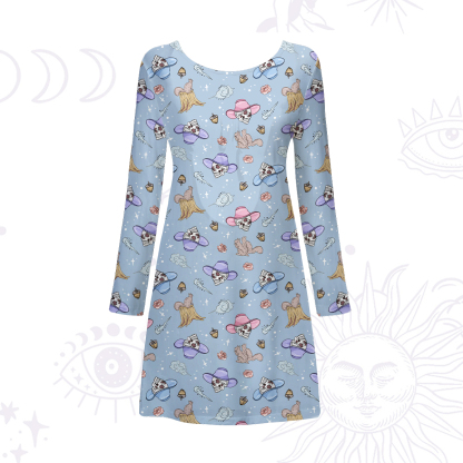 Purplehecate Magical Cowboy Skull Beachwear Cover-Up Dress