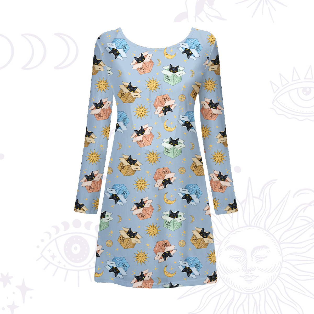 Purplehecate Magical Black Cat Beachwear Cover-Up Dress