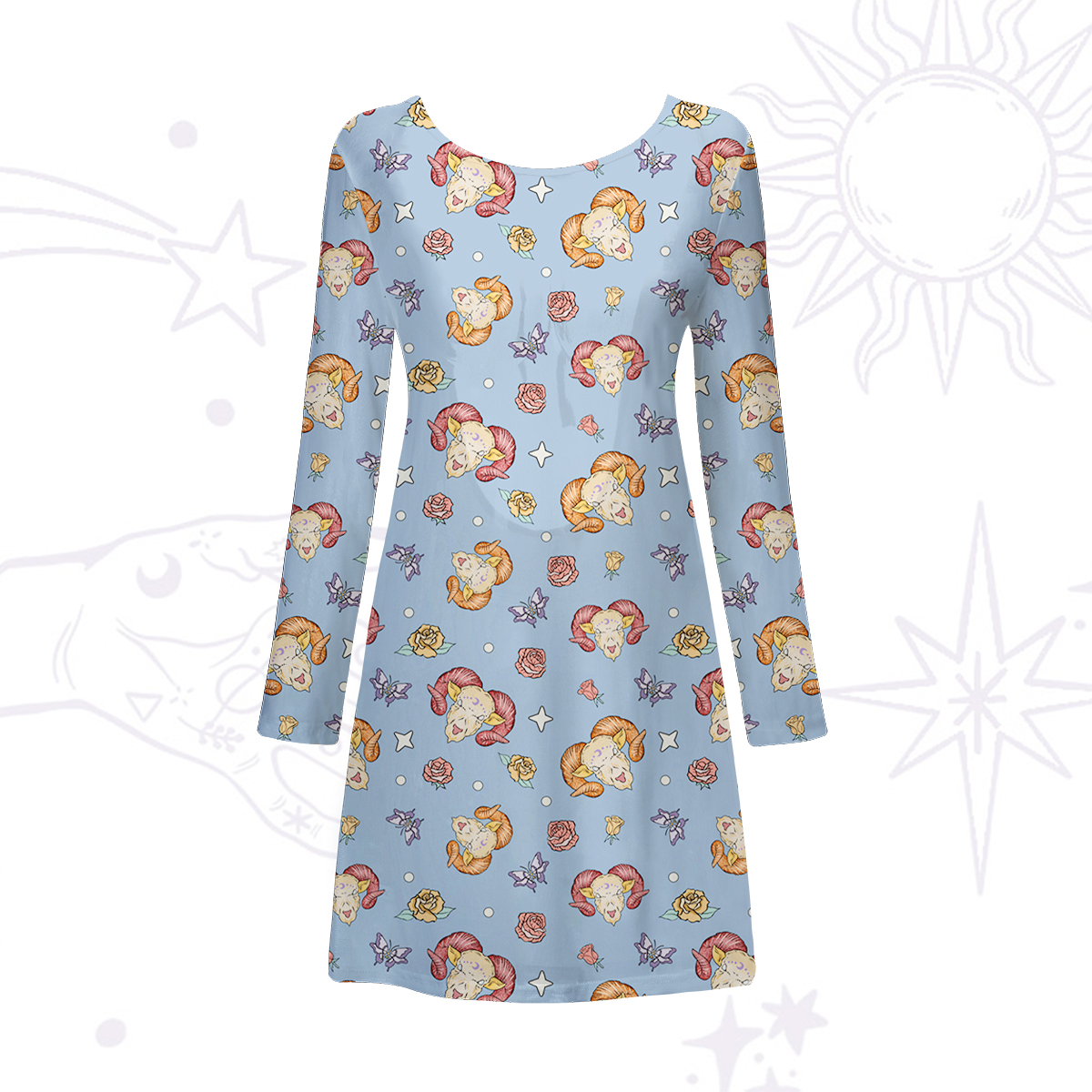 Purplehecate Aries Spirit Zodiac Beachwear Cover-Up Dress