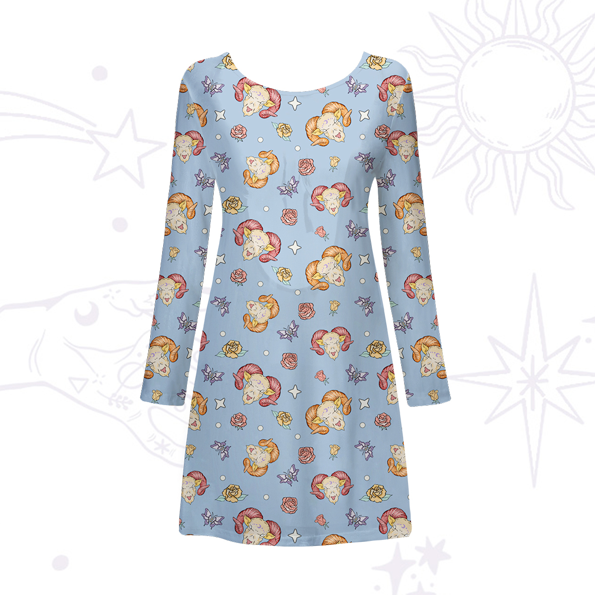 Purplehecate Aries Spirit Zodiac Beachwear Cover-Up Dress