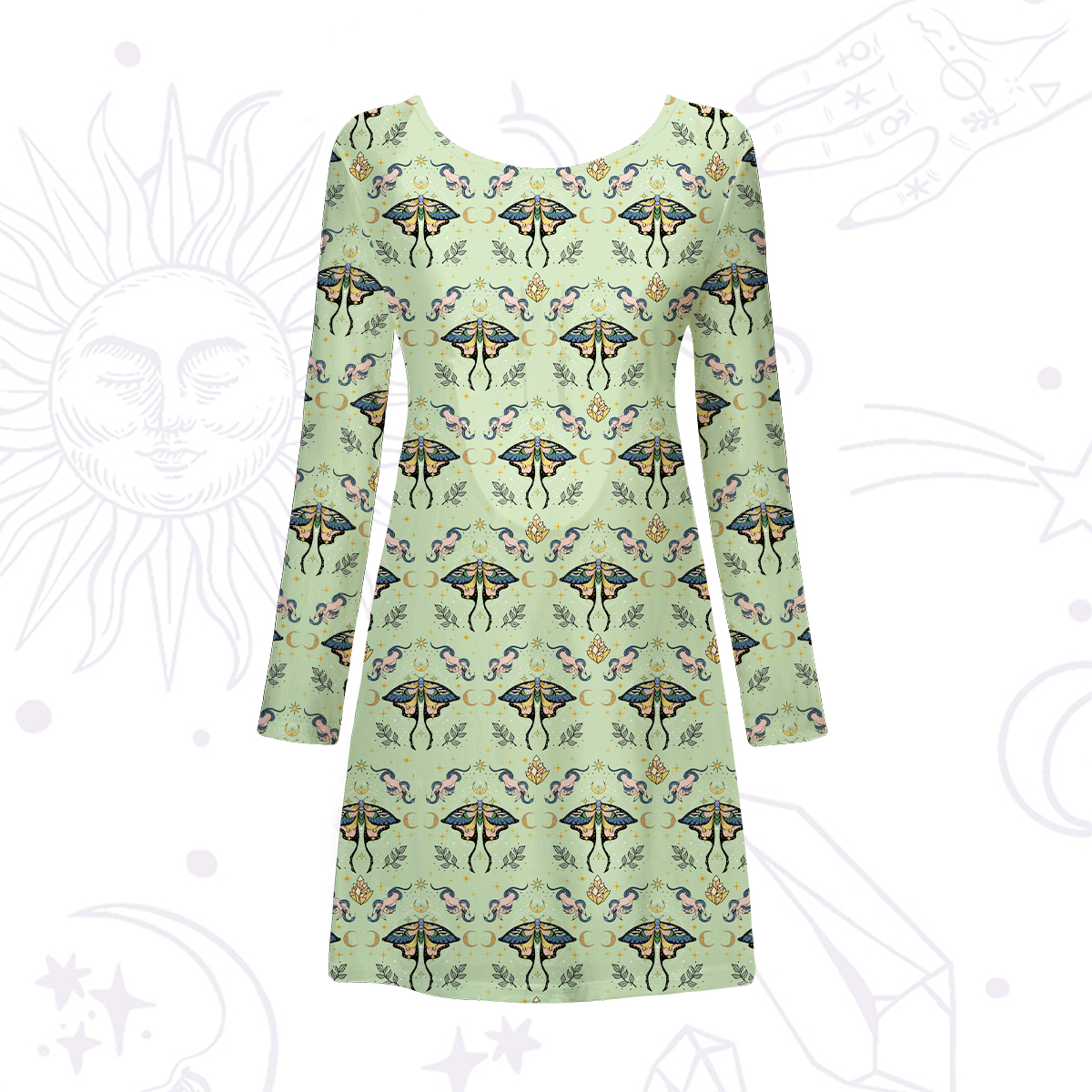 Purplehecate Mystical Moth Beachwear Cover-Up Dress