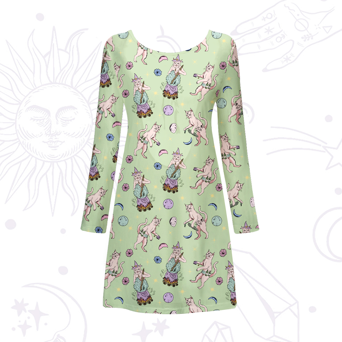 Purplehecate Cat Coven Beachwear Cover-Up Dress