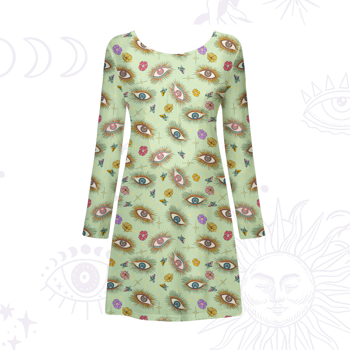 Purplehecate Evil Eye Pattern Beachwear Cover-Up Dress