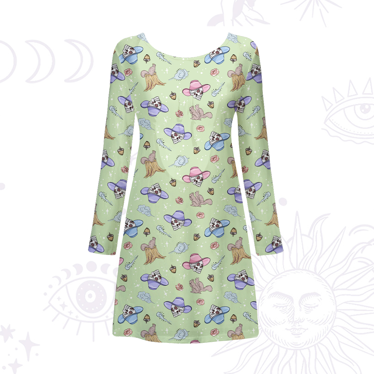 Purplehecate Magical Cowboy Skull Beachwear Cover-Up Dress