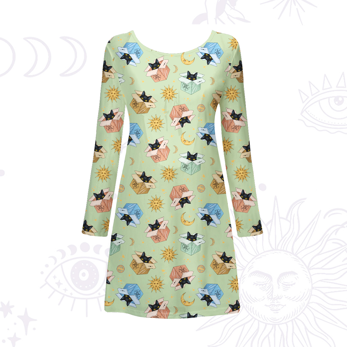 Purplehecate Magical Black Cat Beachwear Cover-Up Dress