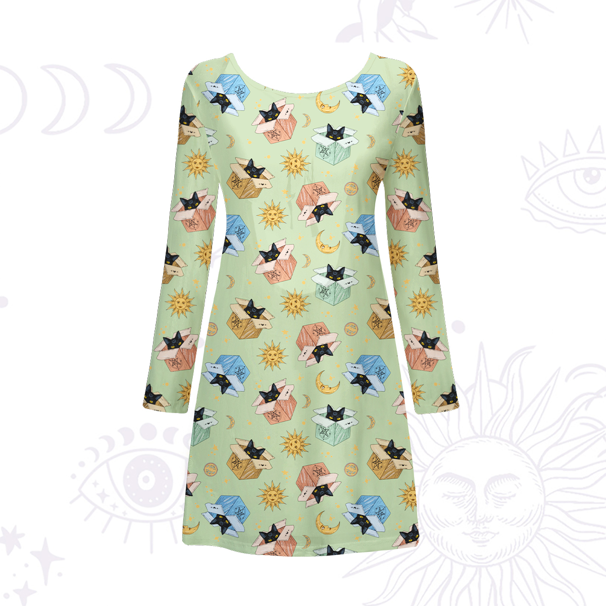 Purplehecate Magical Black Cat Beachwear Cover-Up Dress