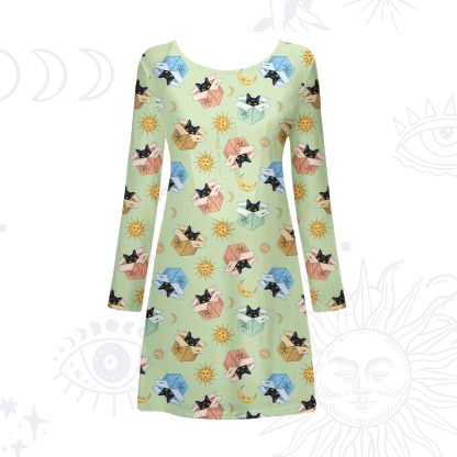 Purplehecate Magical Black Cat Beachwear Cover-Up Dress