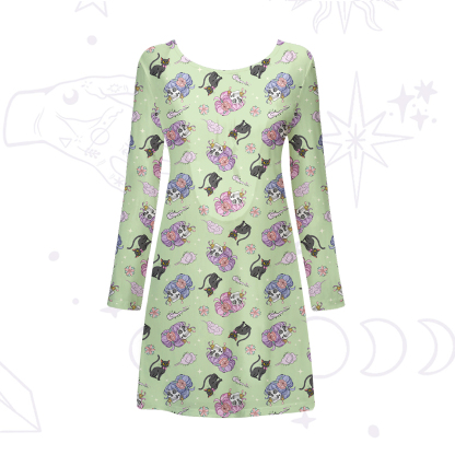 Purplehecate Magical Cat Skeleton Mom Beachwear Cover-Up Dress