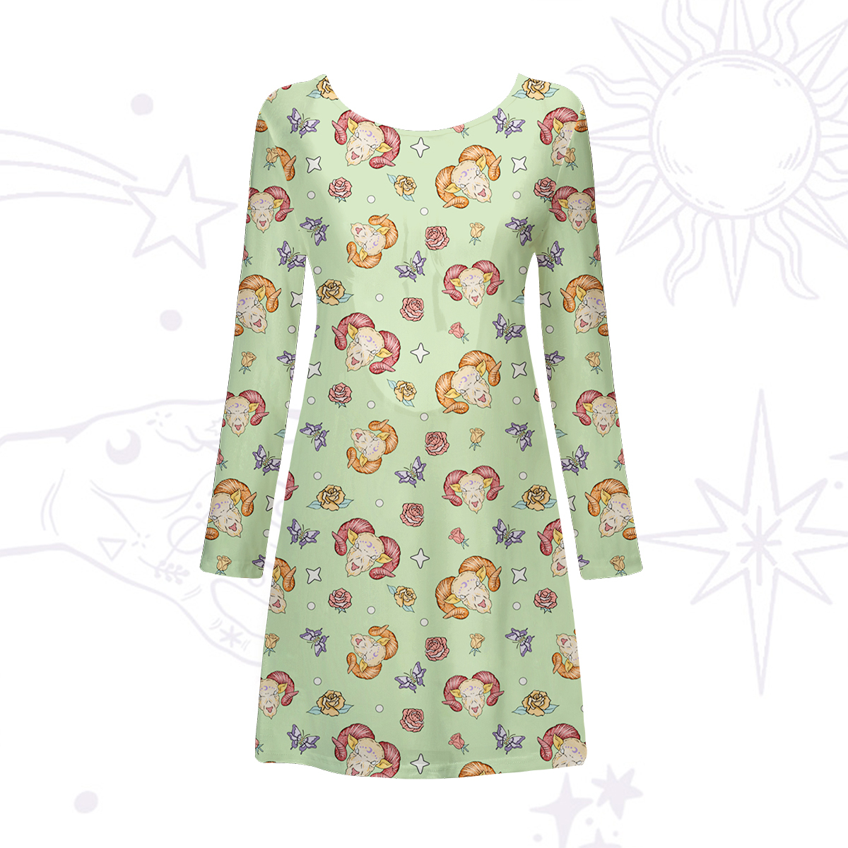 Purplehecate Aries Spirit Zodiac Beachwear Cover-Up Dress