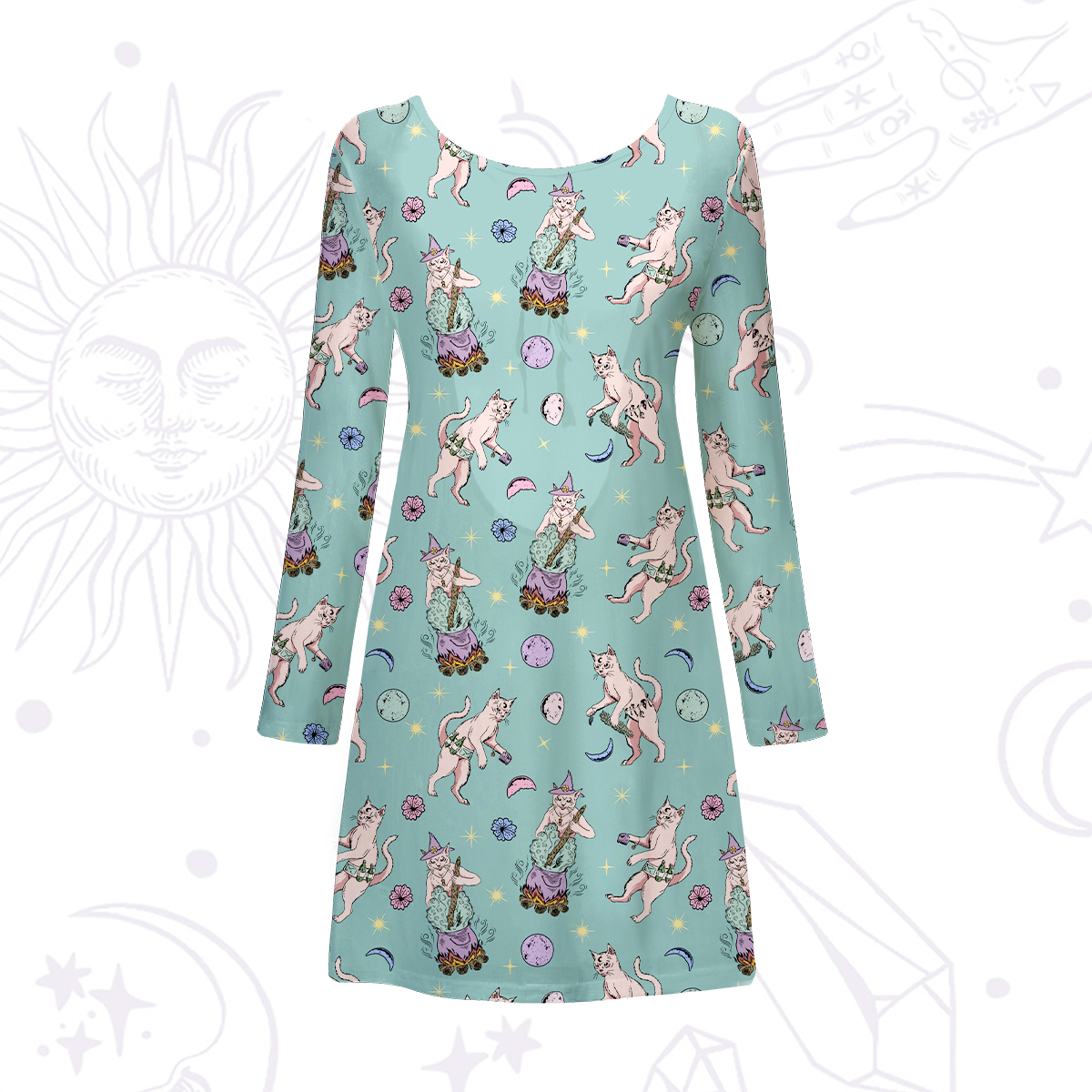 Purplehecate Cat Coven Beachwear Cover-Up Dress