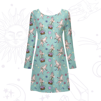 Purplehecate Cat Coven Beachwear Cover-Up Dress