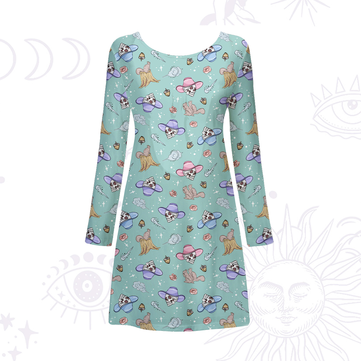 Purplehecate Magical Cowboy Skull Beachwear Cover-Up Dress