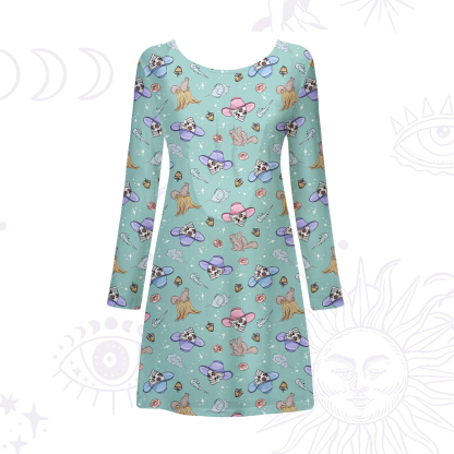 Purplehecate Magical Cowboy Skull Beachwear Cover-Up Dress