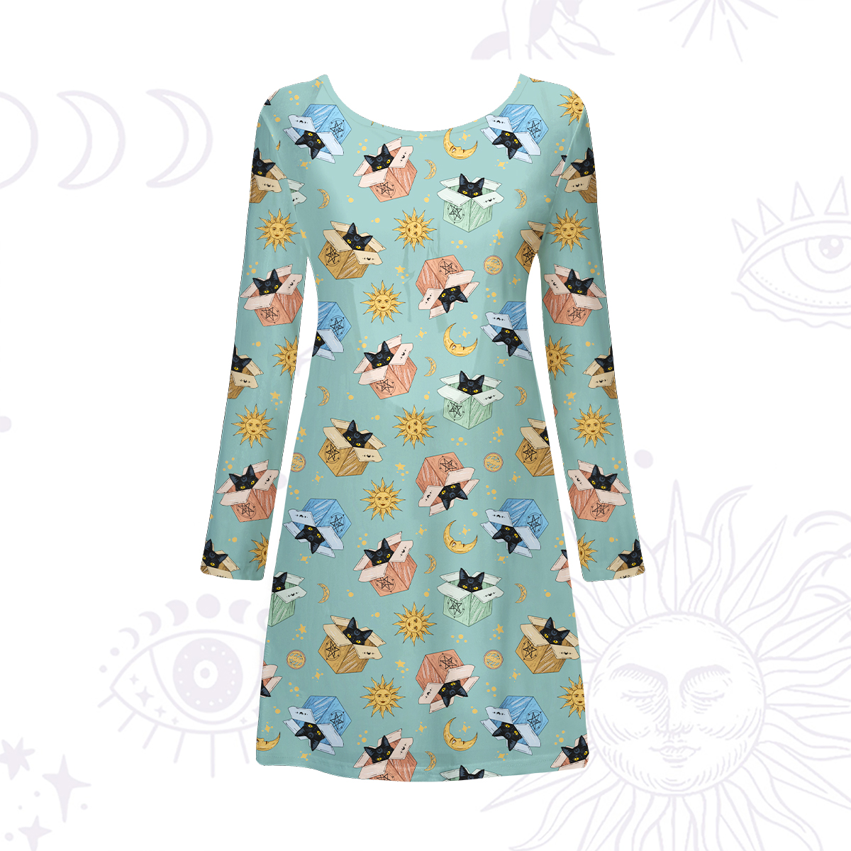 Purplehecate Magical Black Cat Beachwear Cover-Up Dress