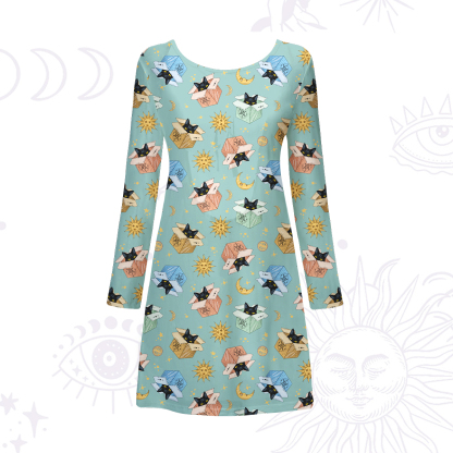 Purplehecate Magical Black Cat Beachwear Cover-Up Dress