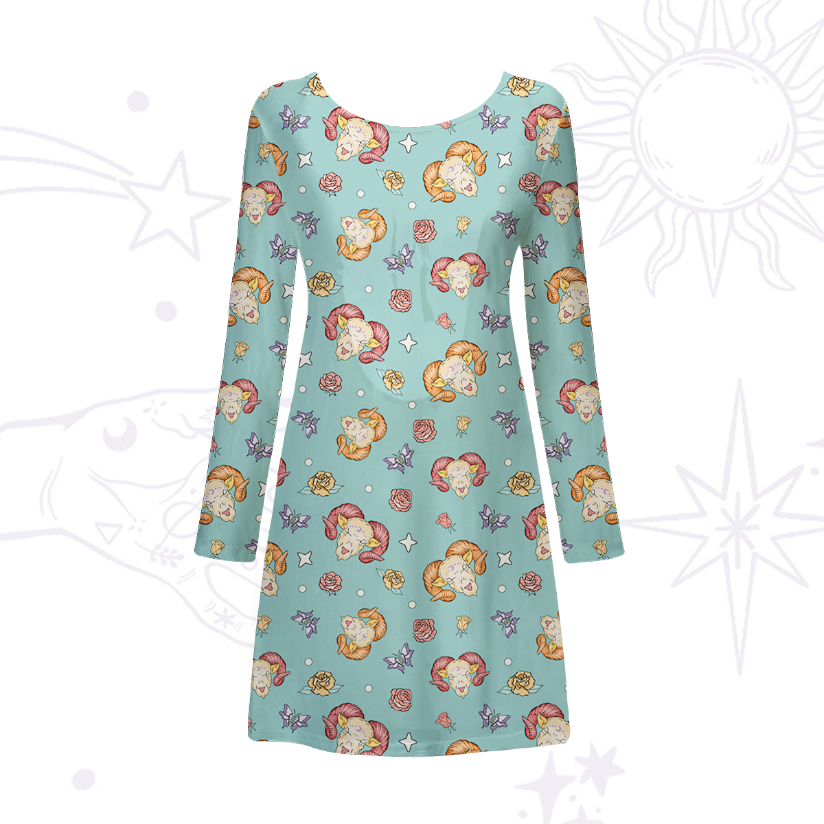 Purplehecate Aries Spirit Zodiac Beachwear Cover-Up Dress