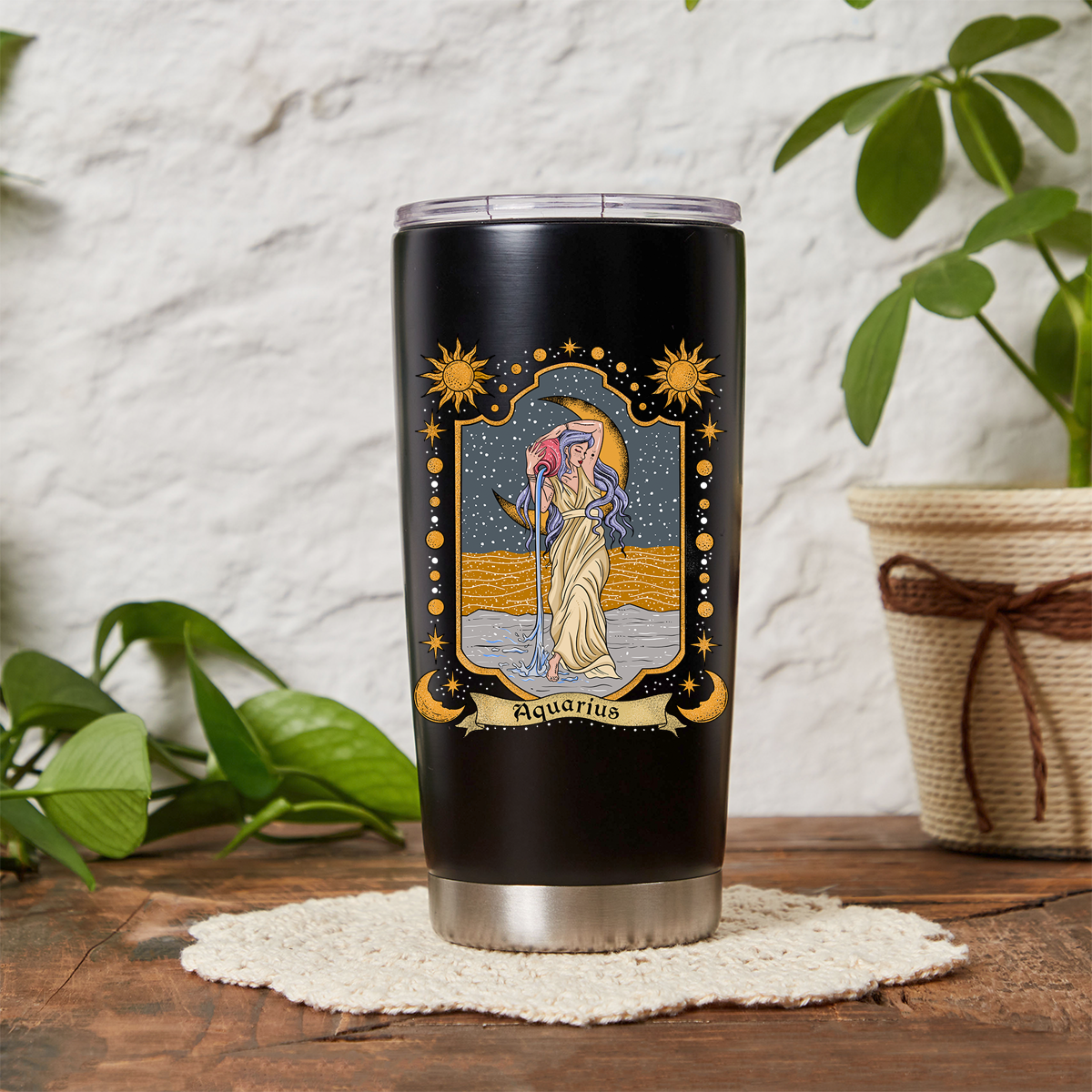 Magic Purplehecate Aquarius Zodiac Tumbler