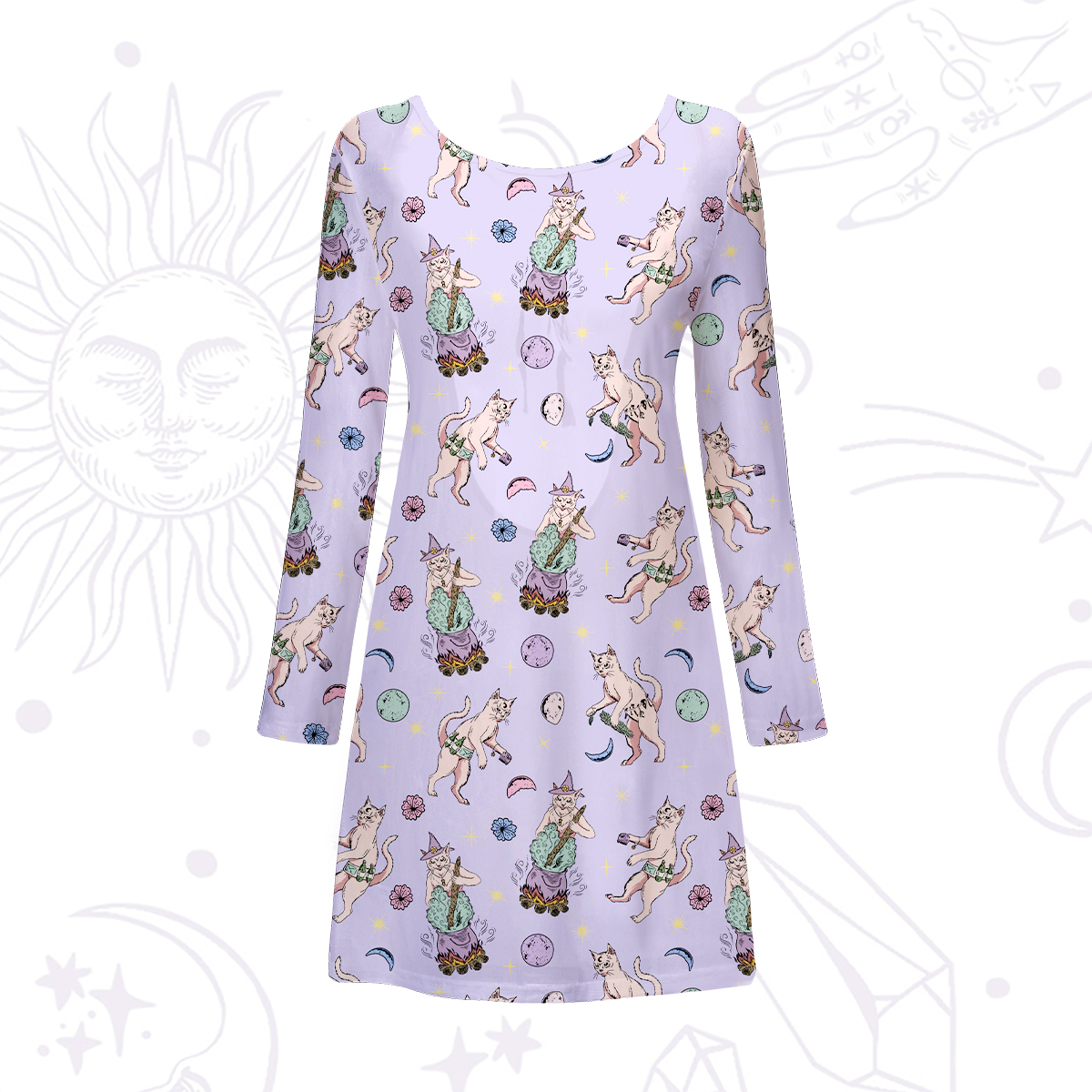 Purplehecate Cat Coven Beachwear Cover-Up Dress