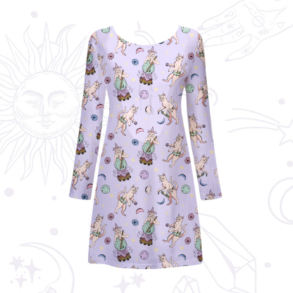 Purplehecate Cat Coven Beachwear Cover-Up Dress