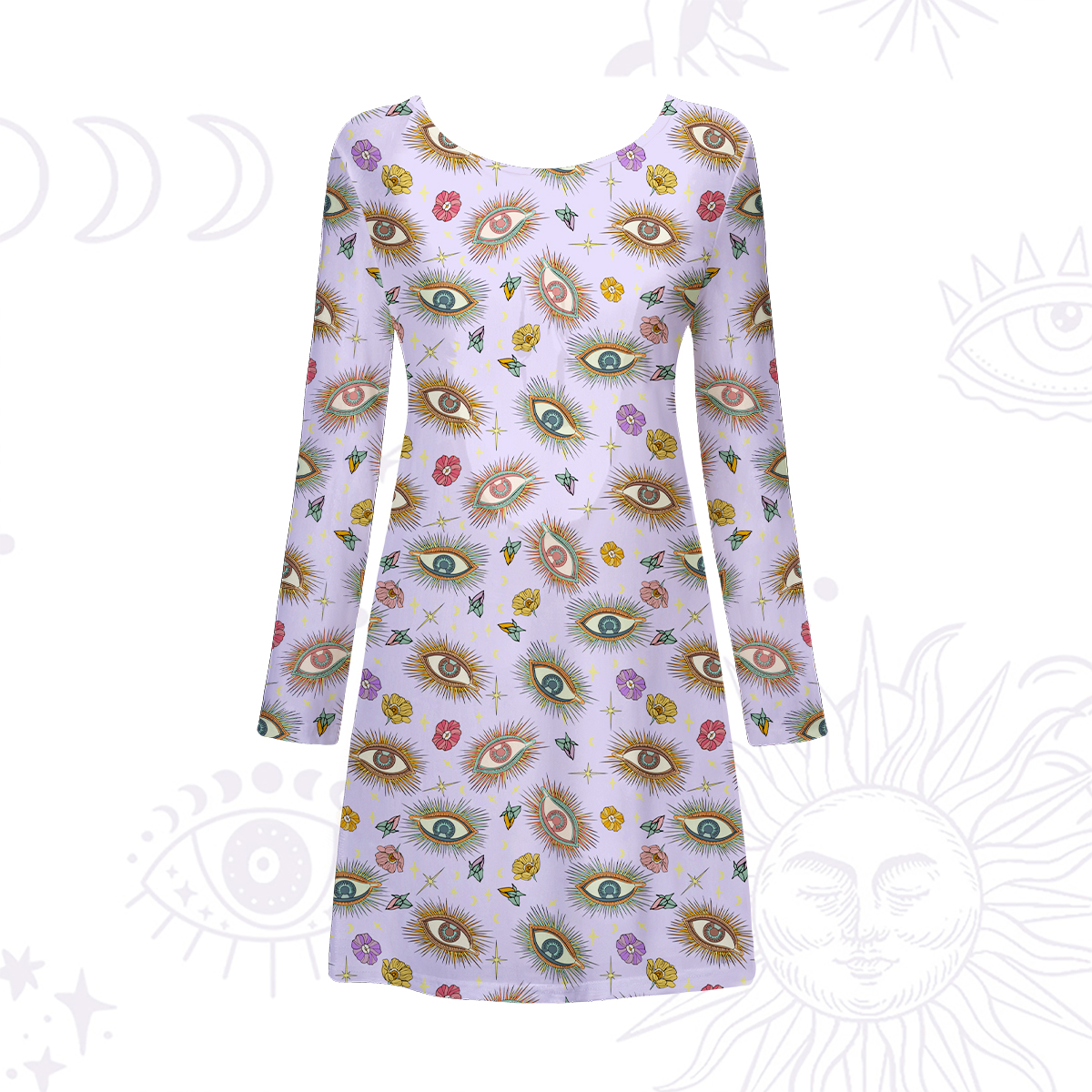 Purplehecate Evil Eye Pattern Beachwear Cover-Up Dress