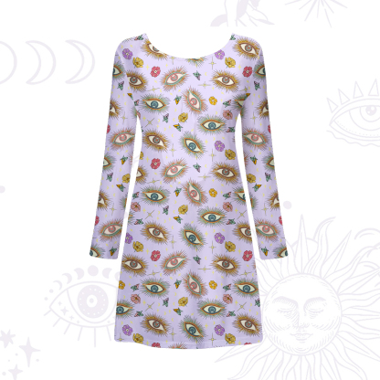 Purplehecate Evil Eye Pattern Beachwear Cover-Up Dress