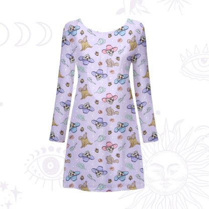 Purplehecate Magical Cowboy Skull Beachwear Cover-Up Dress