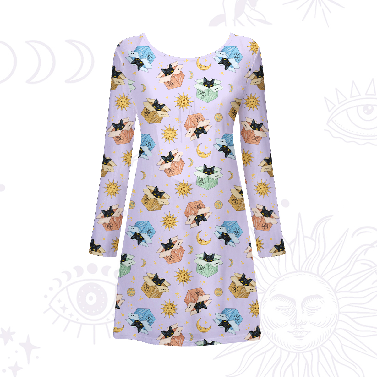 Purplehecate Magical Black Cat Beachwear Cover-Up Dress