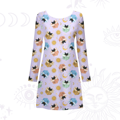 Purplehecate Magical Black Cat Beachwear Cover-Up Dress