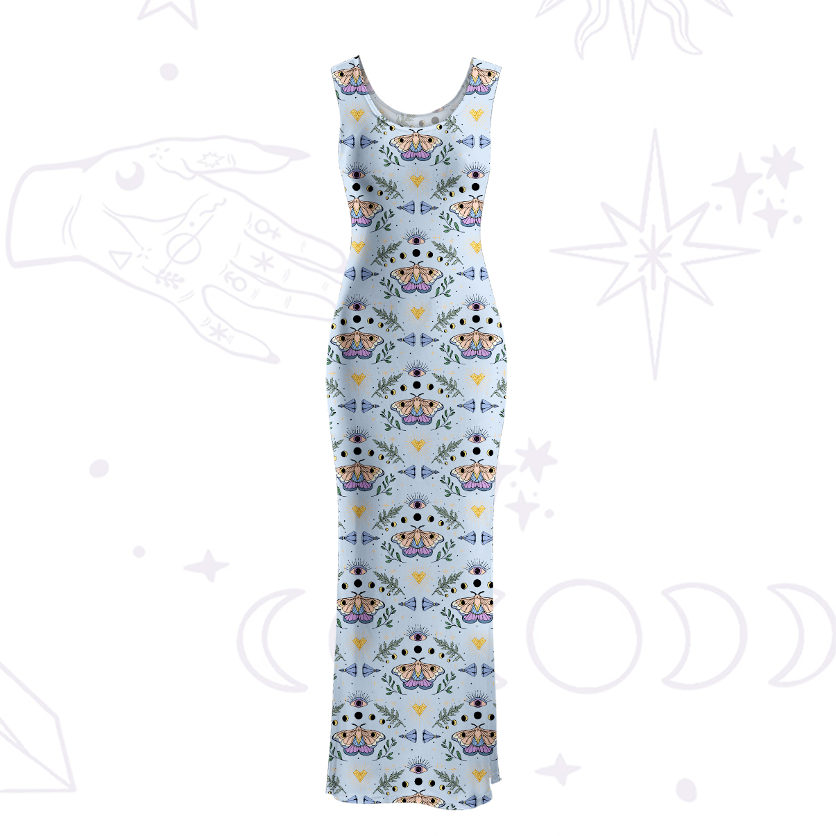Purplehecate Luna Moth Witch Maxi Tank Beachwear Dress